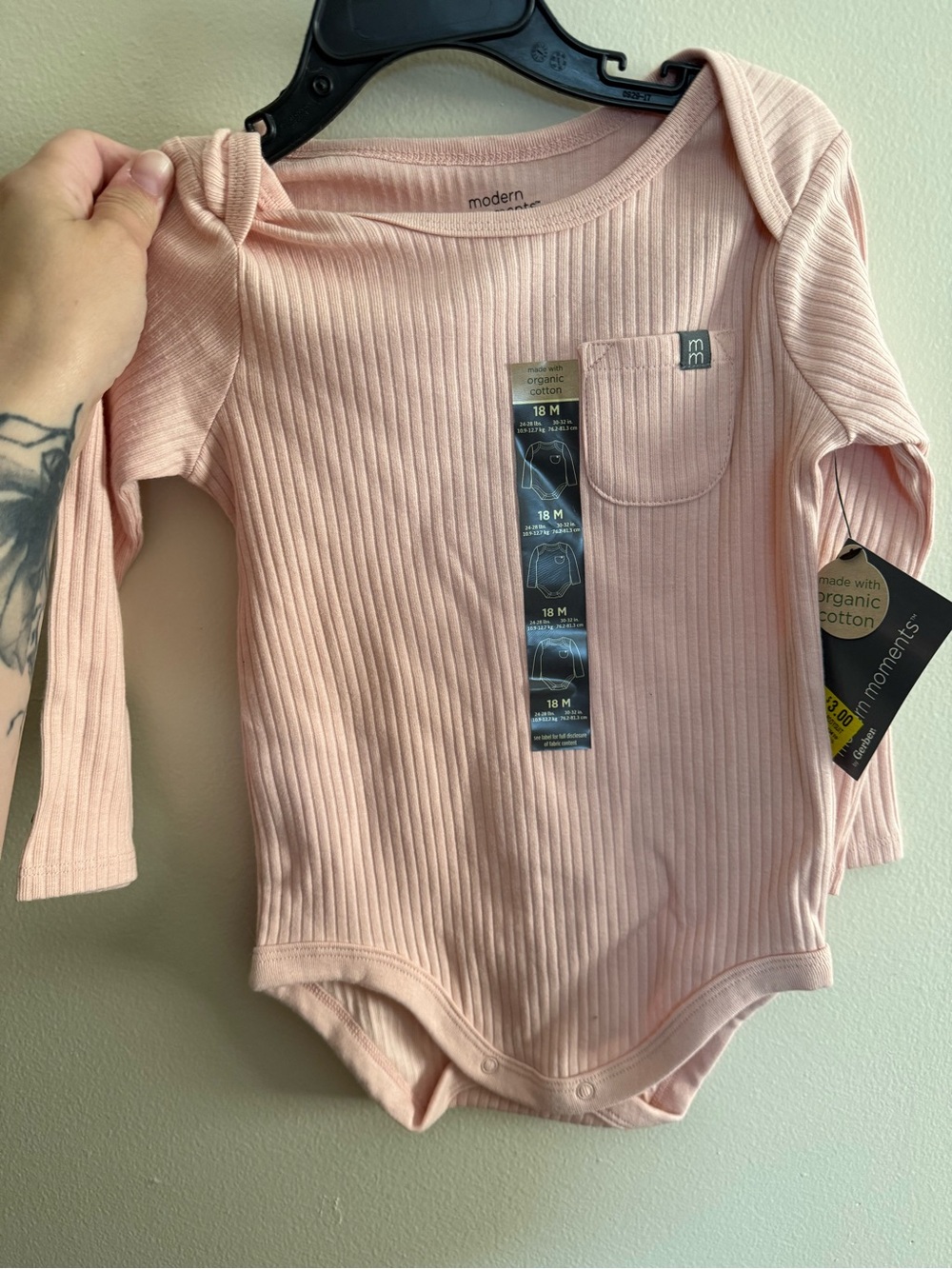 Pink Ribbed Long-Sleeve Baby One-Piece